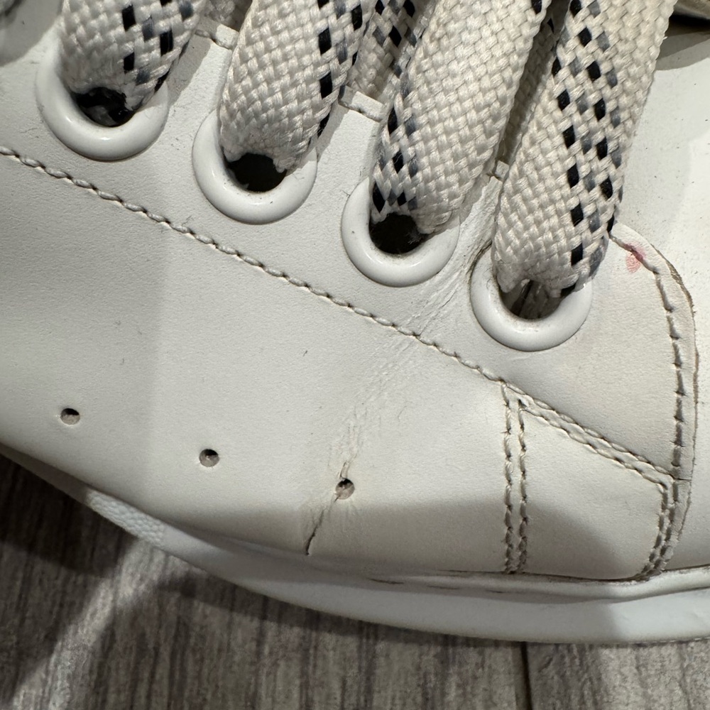 Alexander McQueen white black Suede-trimmed leather exaggerated-sole sneakers - Picture 7 of 11